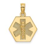 14K Caduceus Textured Back Medical Charm