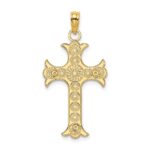 14K Double Sided Textured Cross Charm