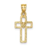 14K Cut-Out Cross with Heart Charm - Image 4