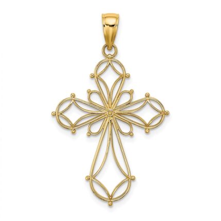 14K Cut-Out Shapes Fancy Cross Charm