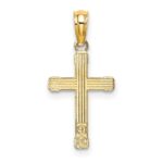 14K Textured with Center Heart Small Cross Charm - Image 4