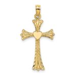 14K Polished and Engraved Cross with Heart Charm