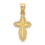 14K Solid Polished and Textured Cross Charm