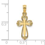 14K Polished and Cut-Out Textured Cross Charm - Image 3