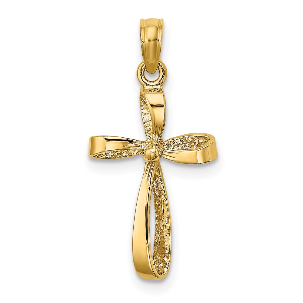 K8353.jpg 14K 3-D Textured Polished Twisted Cross Charm - Image 1