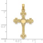 14K Beaded Tip Cross with Heart Center Charm - Image 3