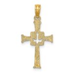 14K Polished and Textured Cross and Dove Charm - Image 4