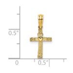 14K Textured Mini Cross with Heart Charm - Image 3
