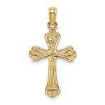 14K Polished Textured Cross Charm
