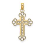 14K Textured and Cut-Out with Rope Frame Block Cross Charm - Image 4