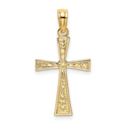 14K Textured Cross with Flared Tips Charm