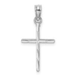 14K White Gold Diamond-cut and Polished Cross Charm