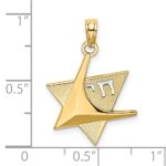 14K Polished Star Of David with Chai Charm - Image 3