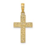 14K Cross with Textured Border Design Charm - Image 4