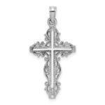 14K White Gold Cross with Lace Trim Charm