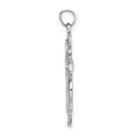 14K White Gold Cross with Lace Trim Charm - Image 2