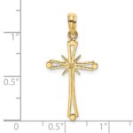 14K Polished with -X- Center Cross Charm - Image 3