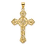 14K Cut-Out Floral Cross Pendant