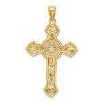 14K Cut-Out Floral Cross Pendant - Image 4