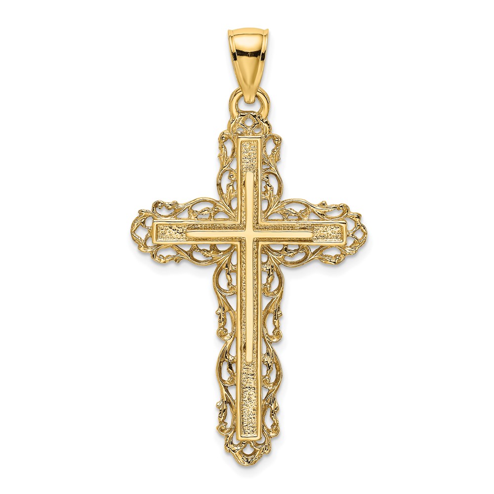 K8480.jpg 14K Cross with Lace Trim Charm - Image 1
