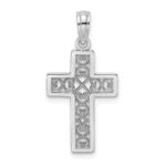 14K White Gold Textured Lace Center Cross Charm