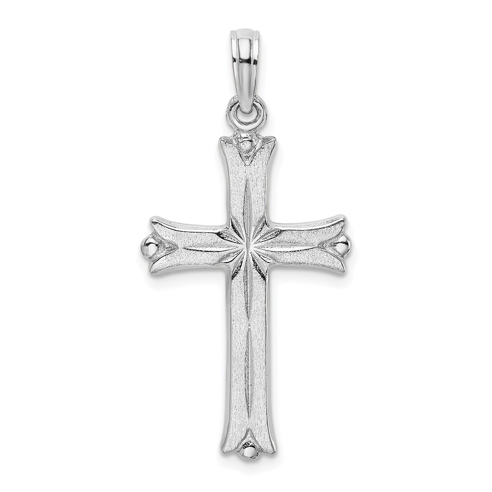 K8509W.jpg 14K White Gold Cross with Starburst Center Charm - Image 1