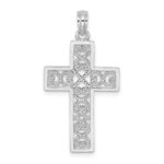 14K White Gold Polished Square Cross with Heart Design Charm