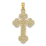 14K Lacey Center Budded Cross Charm - Image 4