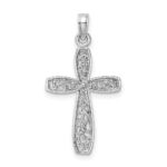 14K White Gold Cross with Filigree Center Charm - Image 3