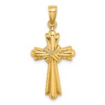 14K Polished -X- Center Cross Charm