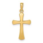 14K Polished Beveled Cross with Round Tips Charm