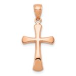 14K Rose Gold Polished Beveled Cross with Round Tips Charm
