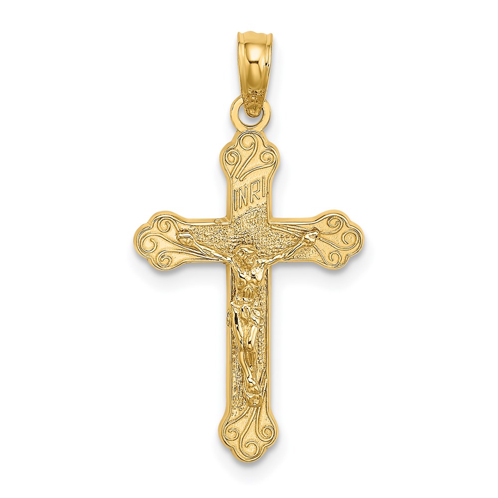 K8531.jpg 14K Inri Crucifix with Scroll Tips Charm - Image 1