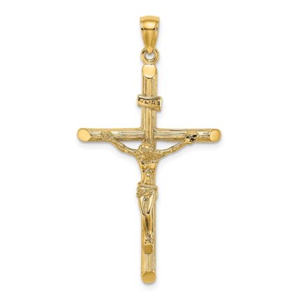 14K Textured Crucifix Charm