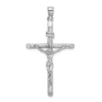 14K White Gold Textured Crucifix Charm
