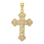 14K Textured and Beaded Edge Cross Charm