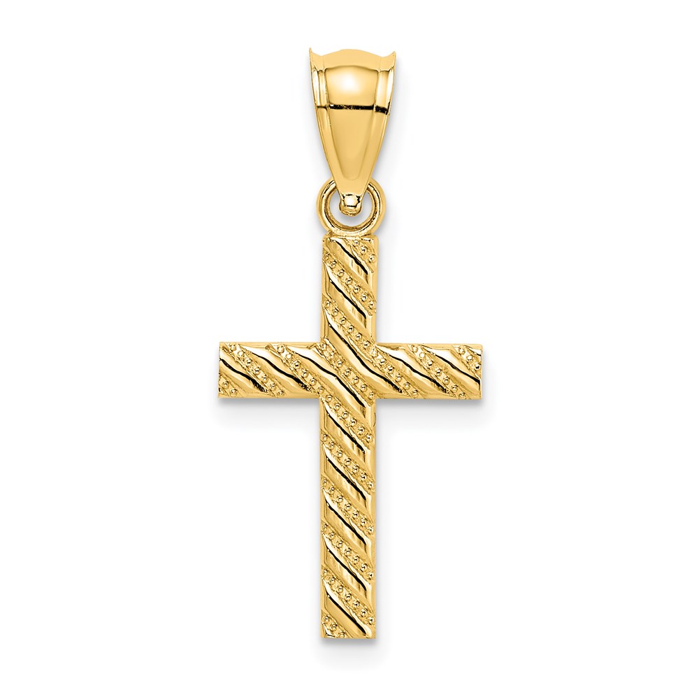 K8548.jpg 14K Beaded and Polished Cross Charm - Image 1