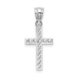 14K White Gold Beaded and Polished Cross Charm - Image 4