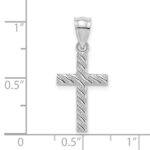 14K White Gold Beaded and Polished Cross Charm - Image 3