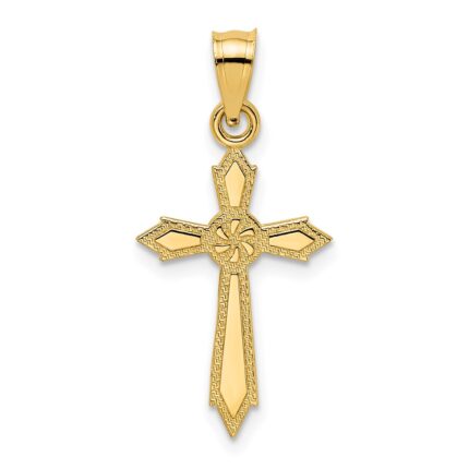 14K with Textured Edges Cross Charm
