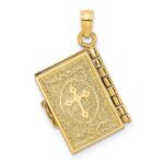 14K 3-D THE JABEZ PRAYER Book 1st Chronicles 4:10 Moveable Pages Pendant - Image 3
