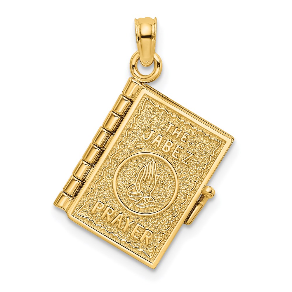 K8565.jpg 14K 3-D THE JABEZ PRAYER Book 1st Chronicles 4:10 Moveable Pages Pendant - Image 1