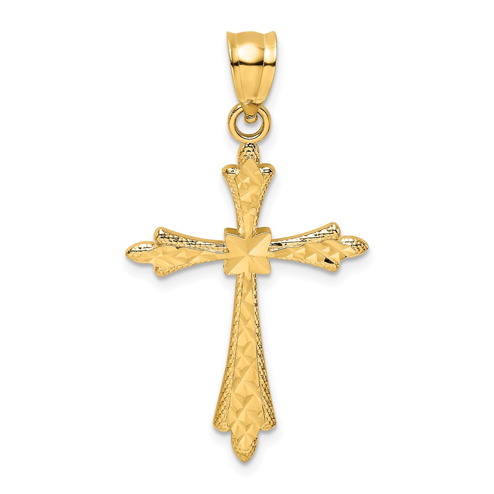 K8572.jpg 14K Diamond-cut Cross with Fancy Edges Charm - Image 1
