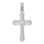 14K White Gold Diamond-cut Striped Cross Charm - Image 4