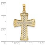 14K Diamond-cut with Satin Edge Lattice Cross Charm - Image 3