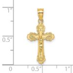 14K Textured Scalloped Edge Crucifix Charm - Image 3