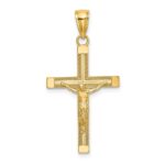 14K Polished and Textured Crucifix Charm