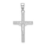 14K White Gold Polished and Textured Crucifix Charm - Image 4