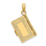 14K 3-D Moveable Santa Biblia Book Spanish Bible with Lords Prayer Charm - Image 3