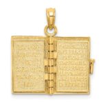 14K 3-D Moveable Santa Biblia Book Spanish Bible with Lords Prayer Charm - Image 6